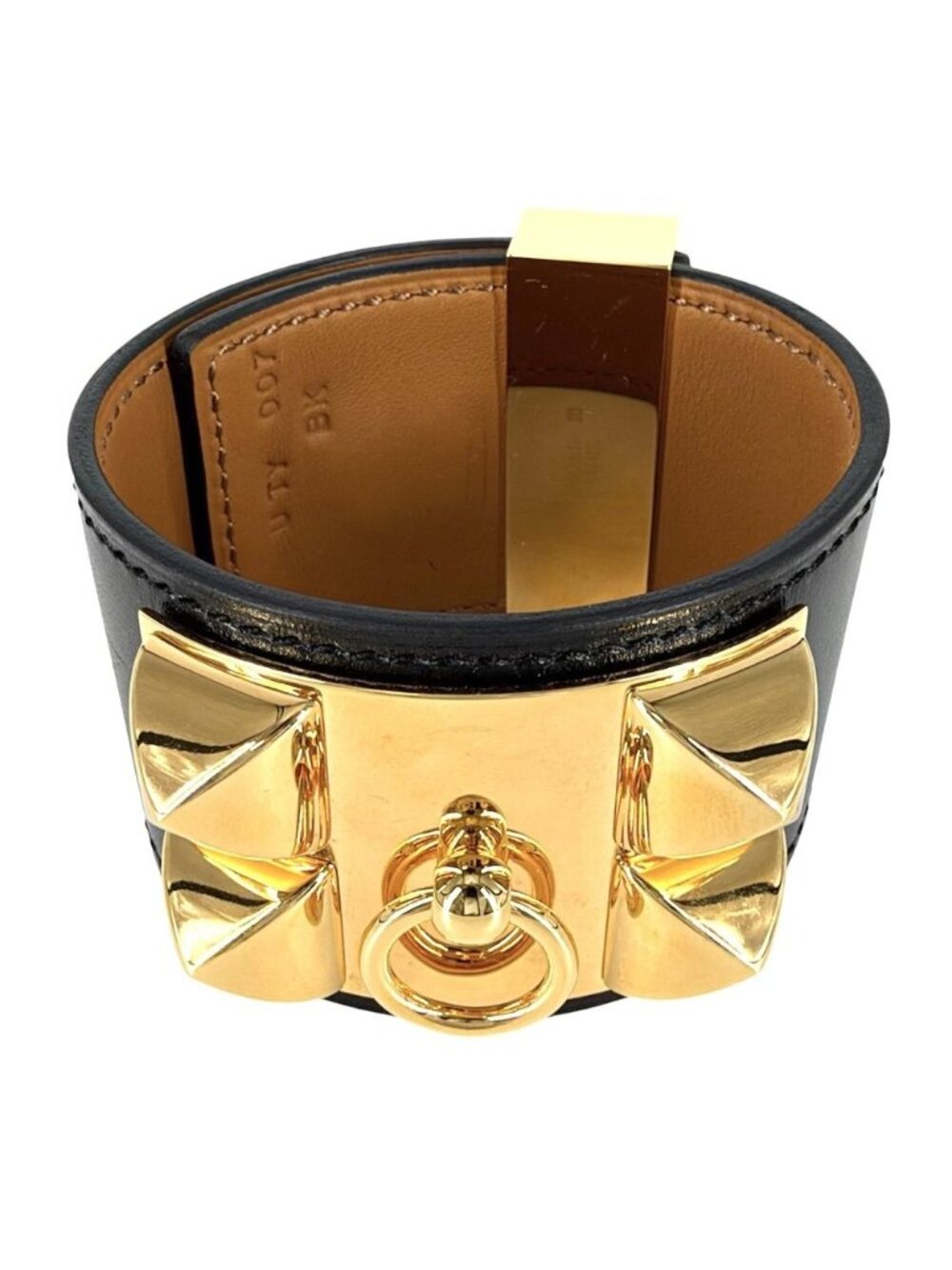 Hermes Bangle Collier de Chien Bracelet Box Calf Black Gold